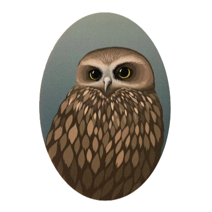 Morepork Wood Magnet art print by New Zealand artist Hansby Design