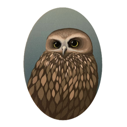 Morepork Wood Magnet art print by New Zealand artist Hansby Design