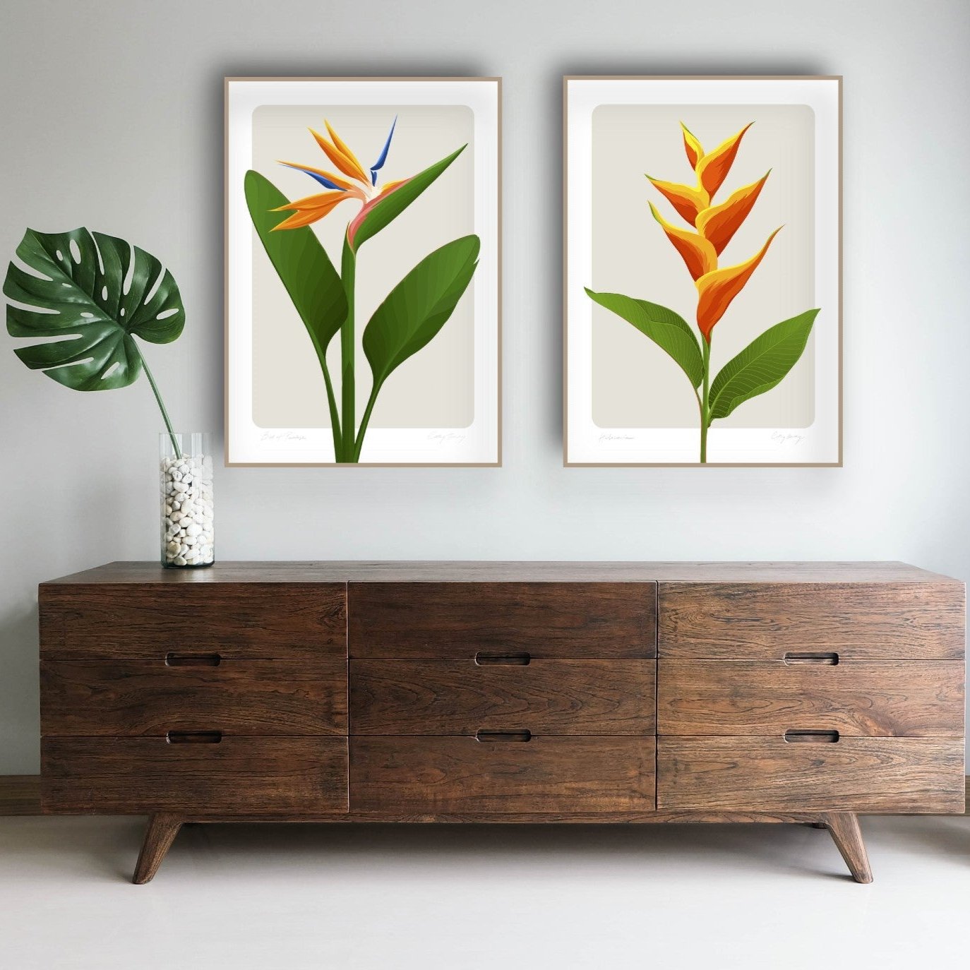 Lifestyle image of the Bird of Paradise art print - ink, by NZ artist Hansby Design